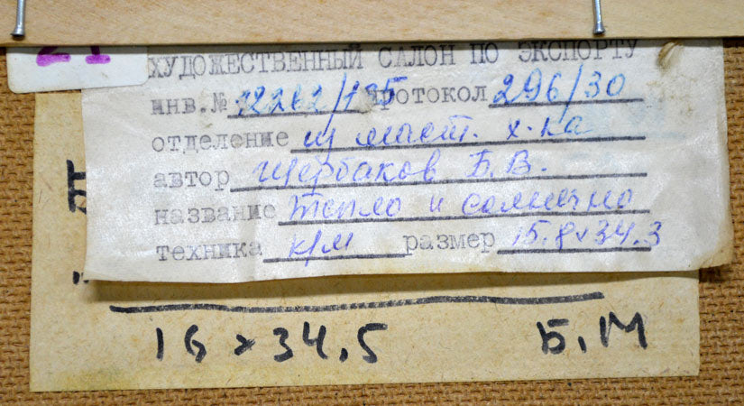 シェルバコフ・ボリス・バレンチャノヴィッチ「春の流れ」油絵・変形5号 裏書き拡大1