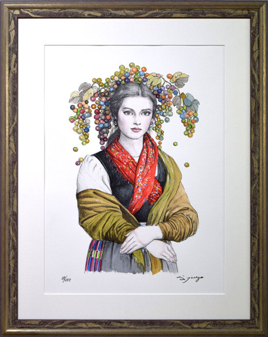 芝田米三「実りの季」リトグラフ