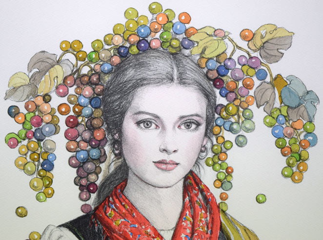 芝田米三「実りの季」リトグラフ 拡大画像1