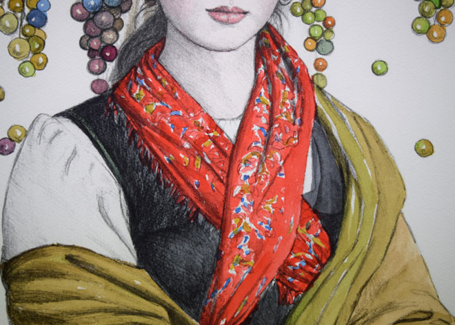 芝田米三「実りの季」リトグラフ 拡大画像2