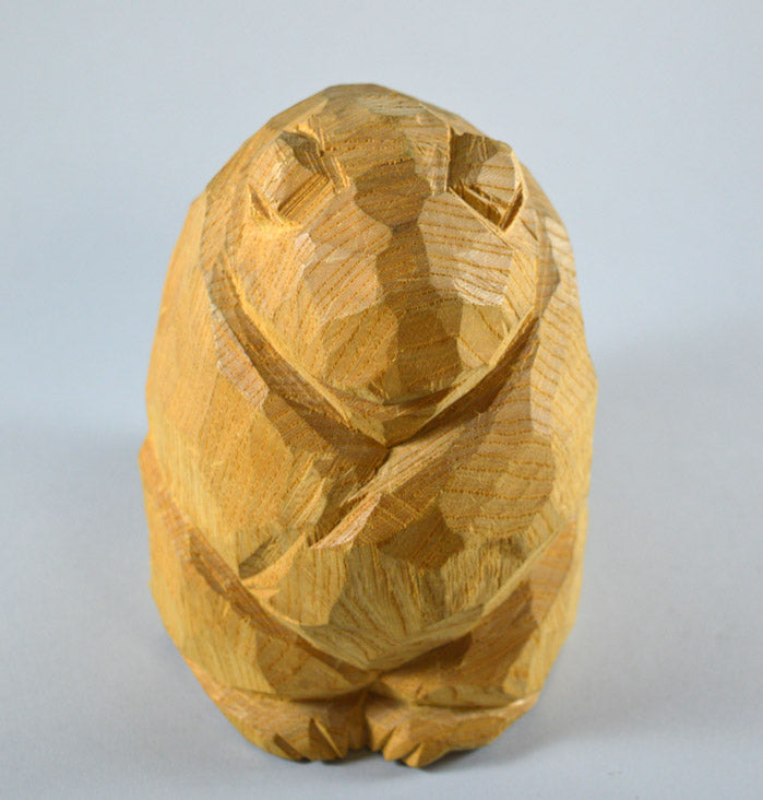 柴崎重行「熊」木彫(高さ14.8cm)・せんの木8