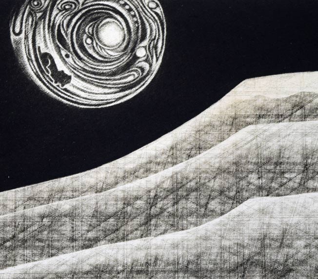 渋谷正己「アフリカ紀行-月と花とキリマンジャロ」銅版画 拡大画像1