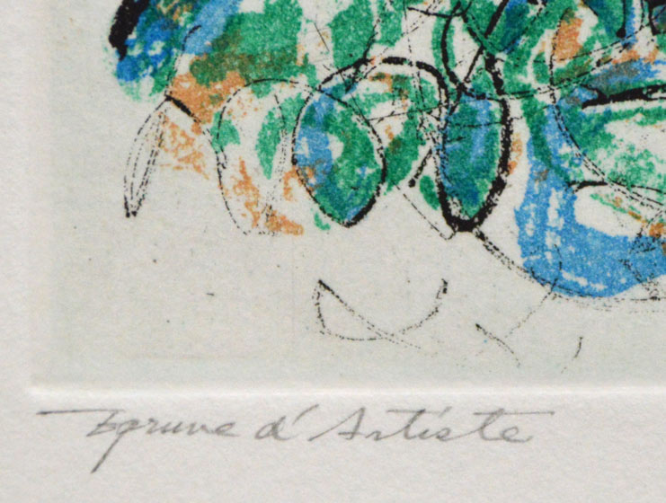 渋谷 栄一「教会のある丘」銅版画 限定番号部分(E・A版) E・A=エプルーブダァルティスト(epreuve d'artiste 仏) 作家保存版という意