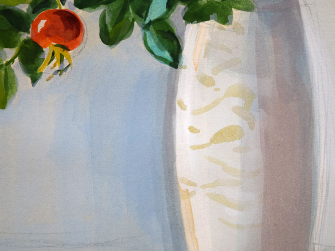 繁野三郎「ハマナス」水彩画 拡大画像5