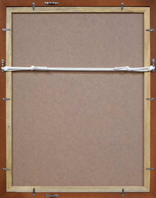 繁野三郎「ハマナス」水彩画 額縁裏側画像