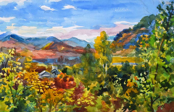 繁野三郎「石山(札幌市南区)」水彩画 作品全体拡大画像