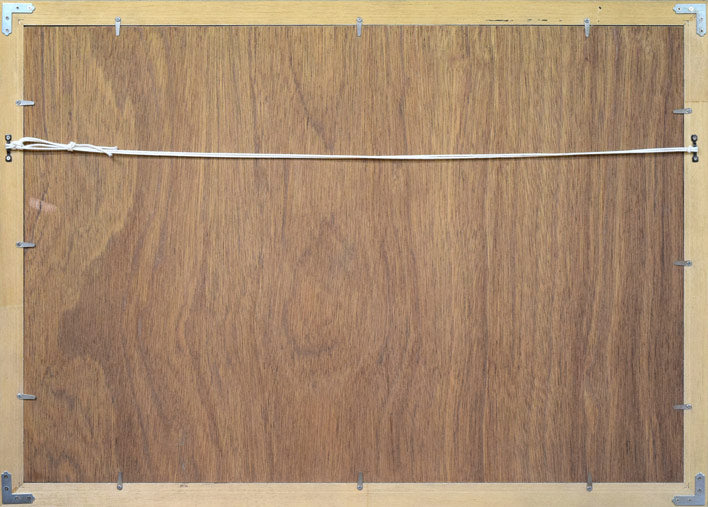 繁野三郎「石山(札幌市南区)」水彩画 額縁裏側画像