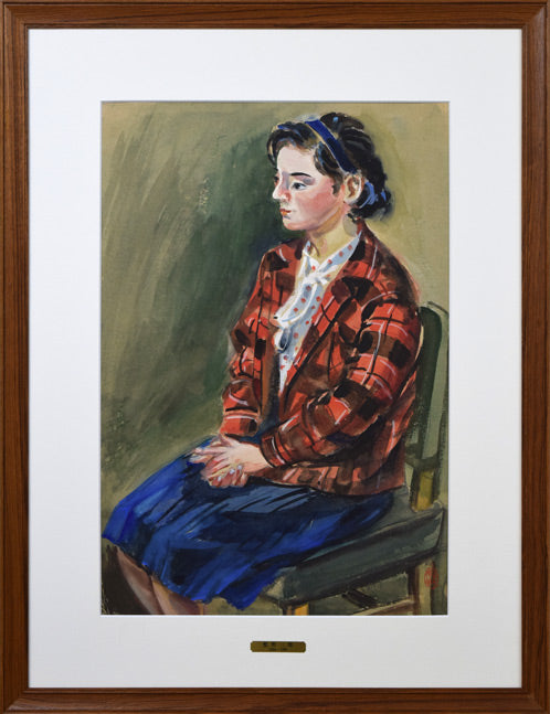 繁野三郎「女性像」水彩画