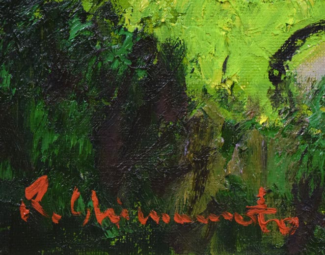 島本良平「函館(ハリストス正教会)」油絵・F10号 サイン拡大画像