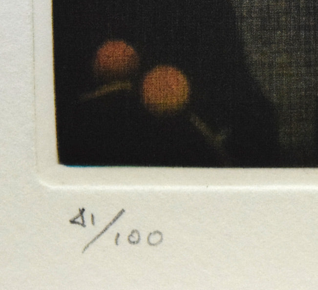 清水敦「首人形」カラーメゾチント 限定番号(ed,41/100)