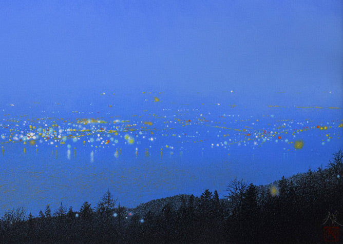 清水規「黎明富士」リトグラフに手彩色 拡大画像3