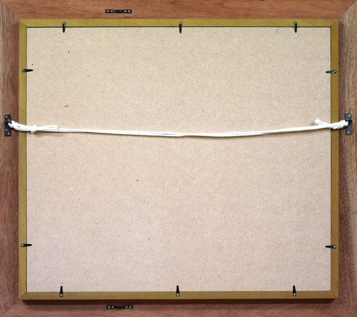 清水弘哉「塩谷のイワツバメ岩(小樽)」油絵・F10号 額縁裏側部分