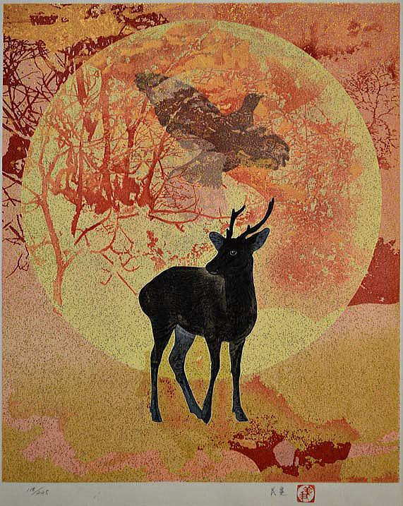 下田 義寛「山峡」木版画・芸艸堂制作・1992年作 拡大部分