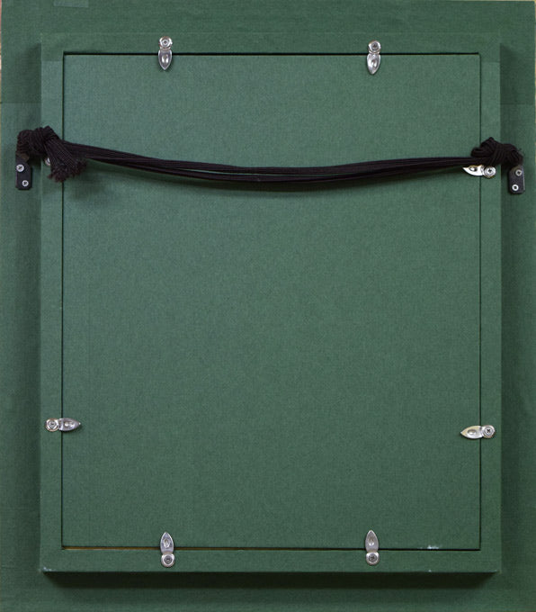 下田正次「常滑花挿し」油絵・F3号 額縁裏側部分