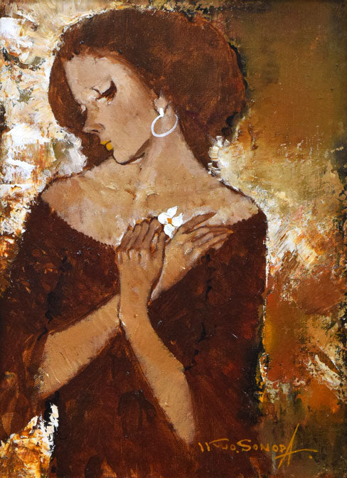 園田郁夫「想い」油絵・F4号 作品全体拡大画像