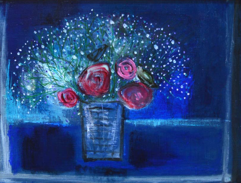 園山幹生「花束」油絵・F6号 拡大部分