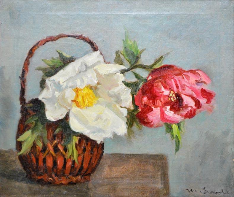 須田三代治「牡丹」油絵・F10号 拡大部分