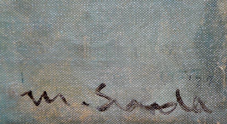 須田三代治「牡丹」油絵・F10号　サイン部分