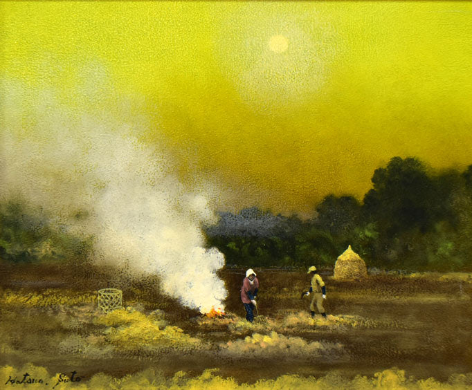 須藤初雄「野に暮れる」油絵・F8号　作品全体拡大画像