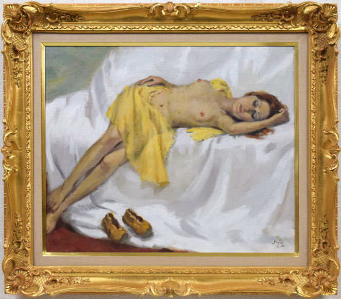 油絵 裸婦 『黒いバックの裸婦』Ｆ10号 - 絵画