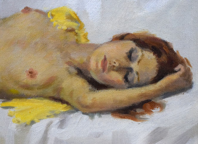 菅沼金六「裸婦(ロサンゼルスにて)」油絵・F8号 拡大画像3