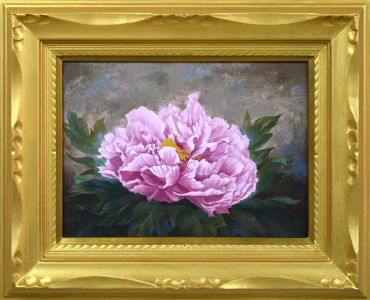 杉森企観明「牡丹」油絵・F4号