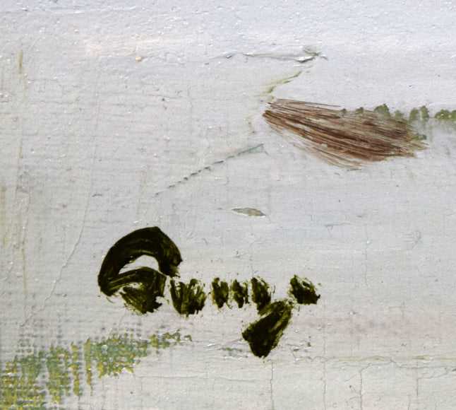 鷲見憲治「白い砂浜」油絵・F10号 サイン拡大画像