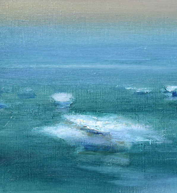 鷲見憲治「白い砂浜」油絵・F10号 拡大画像1