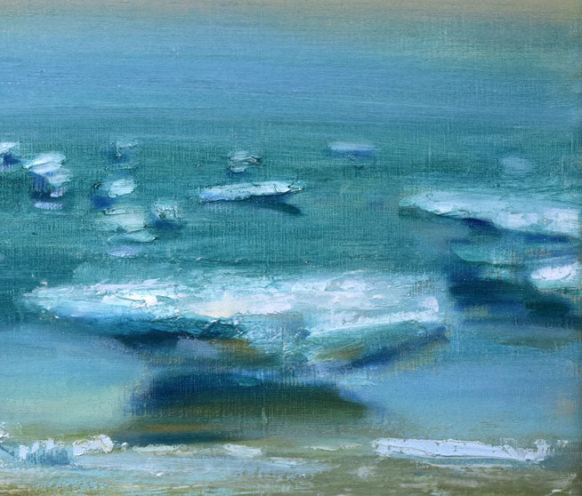 鷲見憲治「白い砂浜」油絵・F10号 拡大画像2