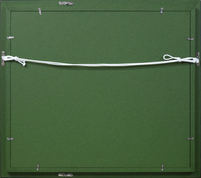 鷲見憲治「白い砂浜」油絵・F10号 額縁裏側画像