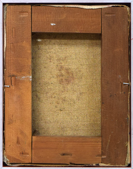 砂澤ビッキ「無題」油絵・F0号 キャンバス裏側画像