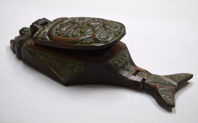 砂澤ビッキ「樹魚蓋付き小物入れ」木彫作品 画像4