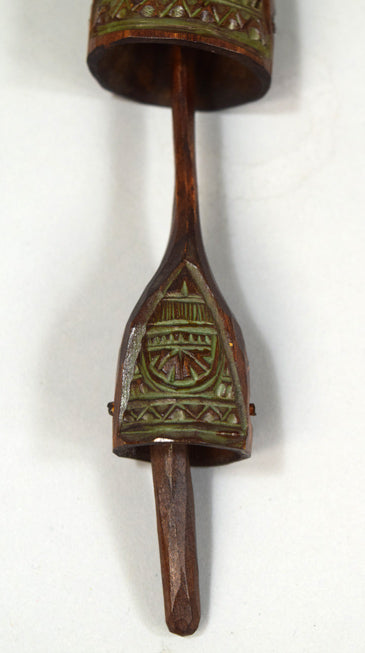 砂澤ビッキ「樹鈴二連ペンダント」木彫作品(約17.8cm) 拡大画像2