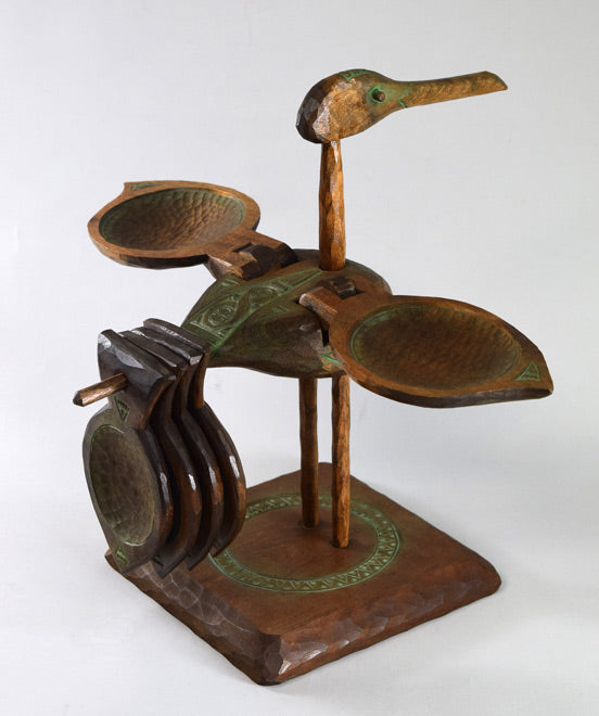 砂澤ビッキ「樹丹頂鶴」木彫作品 全体画像1