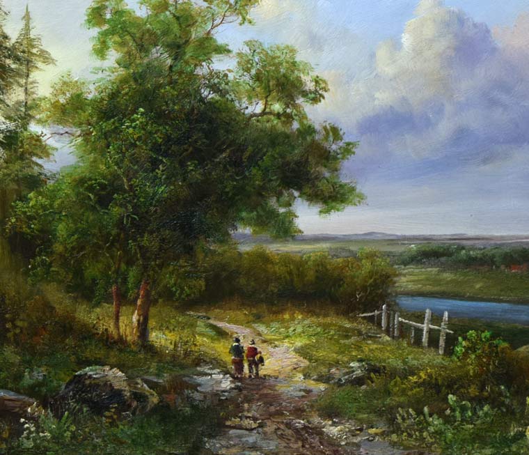 スティーブン リガード(STEAVEN RIGUAD)「湖水へ続く道」油絵・F12号 拡大部分1