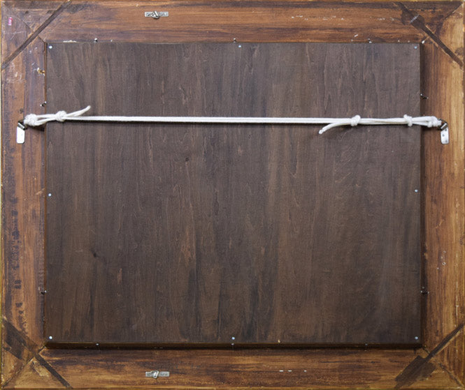 鈴木マサハル「インカの女」油絵・F15号 額縁裏側画像