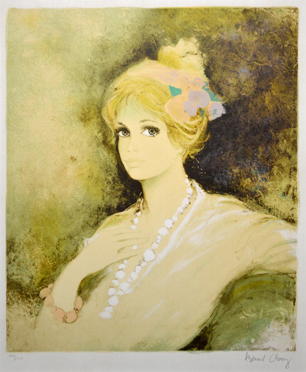 ベルナール シャロワ(BERNARD CHAROY)「ピンクのブレスレットⅡ」リトグラフ 作品全体画像