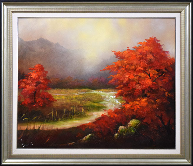 立川広己「朝霧の風景」油絵・F20号