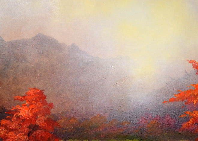 立川広己「朝霧の風景」油絵・F20号 拡大画像1