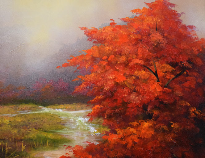 立川広己「朝霧の風景」油絵・F20号 拡大画像2