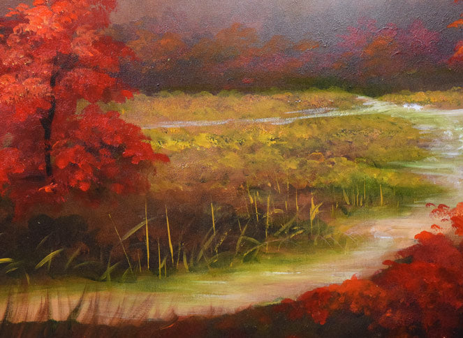 立川広己「朝霧の風景」油絵・F20号 拡大画像3