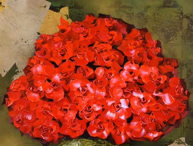 立川広己「薔薇」油絵・F20号 拡大画像1