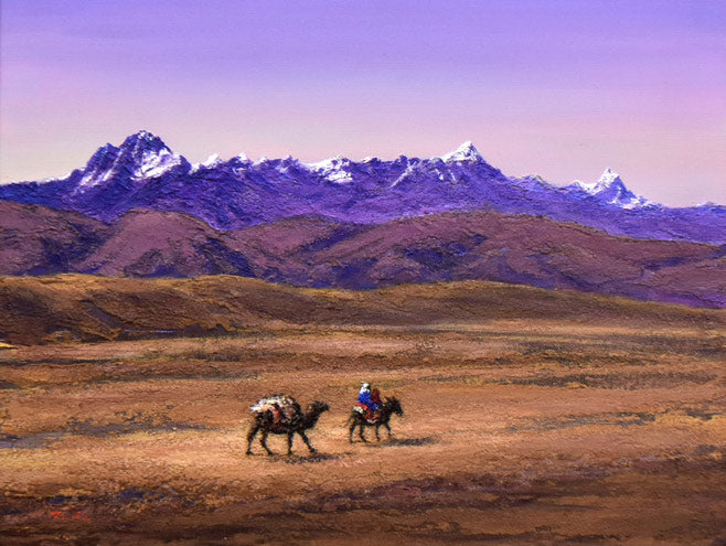 多田博一「パミールの道」油絵・F6号 作品全体拡大画像