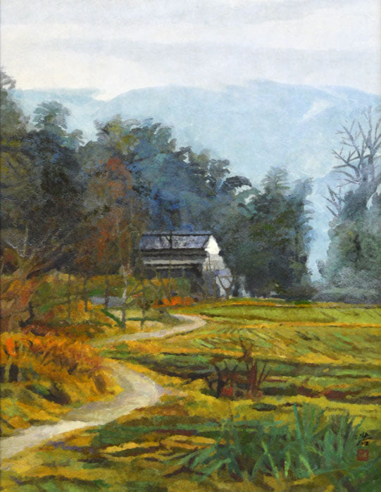 田所浩「金屋の里」日本画・P10号・共シール 拡大部分