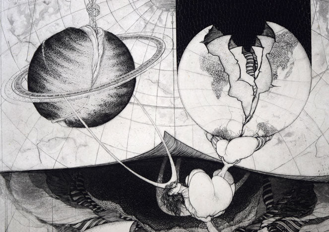 多賀新「地球と人間」銅版画 拡大画像1