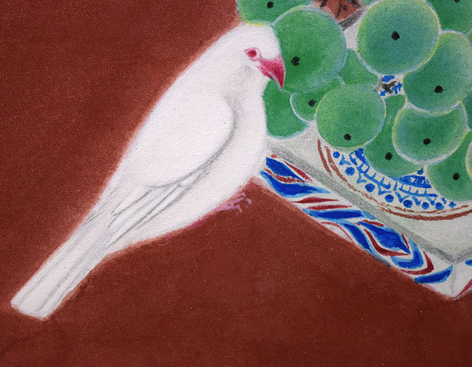 高木黄史「鳥と果物」日本画・F4号　拡大画像2