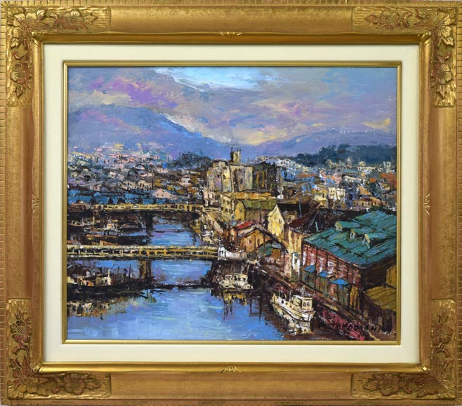 運河の橋 油絵 F8(455×380mm) - 絵画/タペストリ