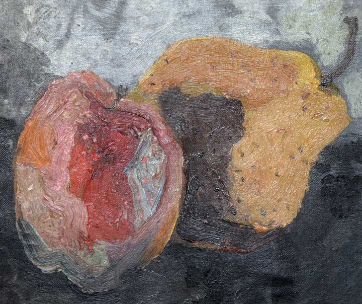 高間惣七「静物画(果物)」油絵・F6号 拡大部分1