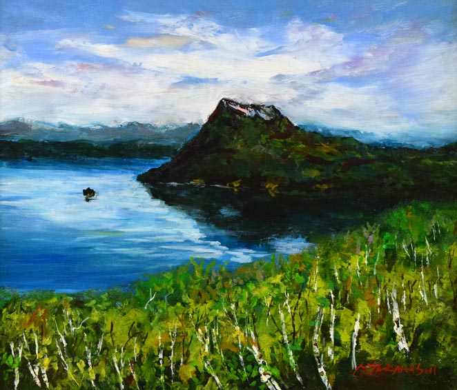 高橋益之「摩周湖」油絵・F10号 作品全体拡大画像
