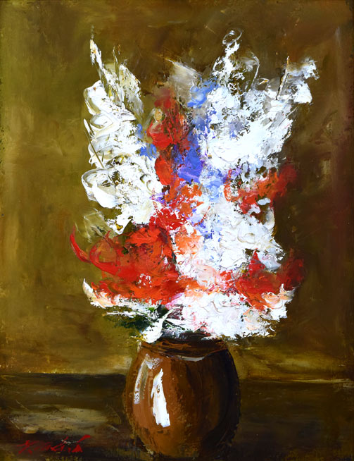 高野元孝「花」油絵・P10号 作品全体拡大画像